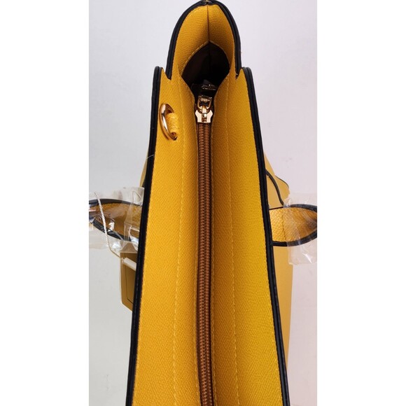 Chinllo Classy Top-Handle Bag Roomy Satchel Shoulder Bag Yellow Grain PU Leather - Picture 10 of 15